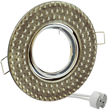 Fobos 7807 GOLDLUX (Polux) kovové stropní vestavné svítidlo. kulaté stříbrné + zásuvka MR16