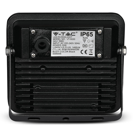 Reflektor LED 20W CCT + RGB BLUETOOTH Black VT-5020 V-TAC