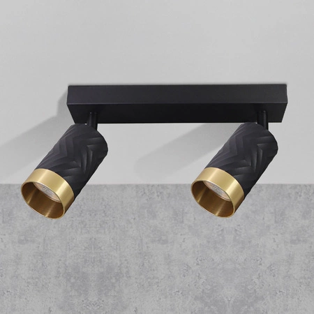 Nástěnné a stropní bodové svítidlo 2x GU10 černé zlato ARRAS Sanico Goldlux