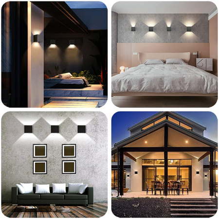 LED zahradní nástěnná lampa 2x4W 3000K Nastavitelná nahoru a dolů Černá RIKO KOBI