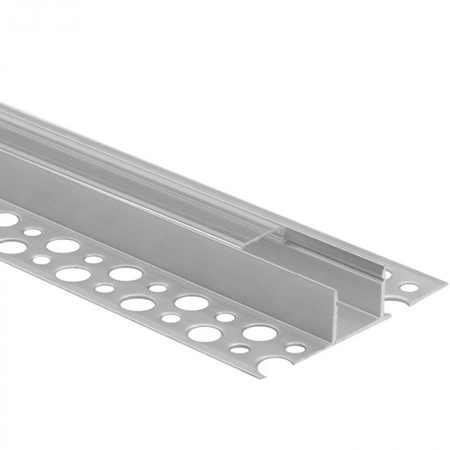 Hliníkový LED profil pro sádrokartonové desky REGIPS podkladová deska eloxovaný 2m s průhledným difuzorem pro LED pásky + koncovky GN Ecolight series