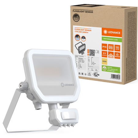 LED reflektor 17W 2200lm 3000K IP65 bílý se senzorem pohybu LEDVANCE Floodlight