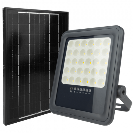 LED reflektor Solar 100W 900lm 4000lm Neutral IP65 se soumrakovým senzorem + dálkové ovládání Ecolight