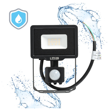 Venkovní LED reflektor 10W 800lm 4000lm Neutrální 120° se senzorem pohybu a soumraku IP65 černý MHC Kobi