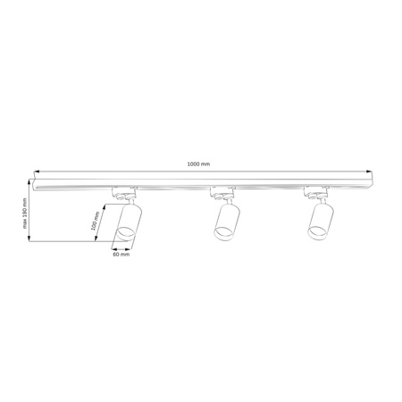 Hliníková 1-fázová sada reflektorové lišty + 3x reflektor GU10 Gold MARIBEL Sanico Goldlux