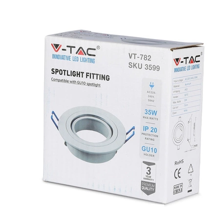 Stropní svítidlo zapuštěné GU10 kulaté bílé VT-782 V-TAC
