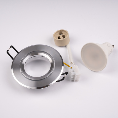 TRIX 3v1 GU10 6W 4000K Silver Gloss LUMILED kruhové halogenové svítidlo pro zapuštěnou montáž