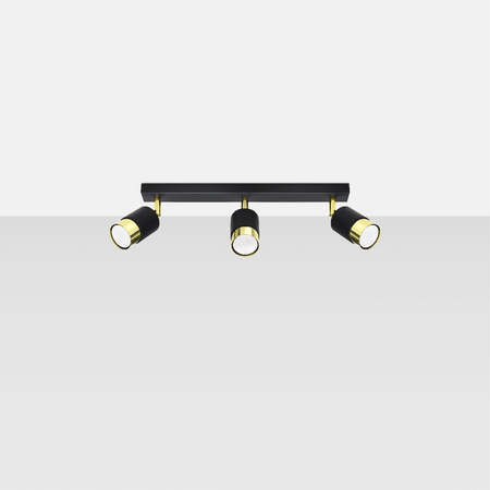 NERO stropní svítidlo 3xGU10 Reflektor Halogenové svítidlo Pohyblivé 45cm Černá Zlatá SOLLUX