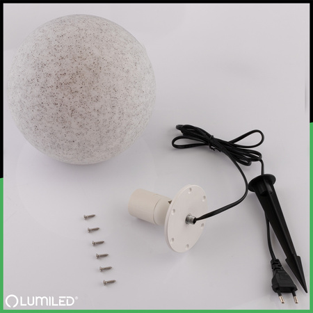 Venkovní lampa E27, KAMENNÁ KOULE LED IP65 20cm LUMILKULA LUMILED