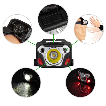 Nabíjecí čelovka 1200 lm SST40 + senzor pohybu IP44 6 režimů VA0103 Vayox