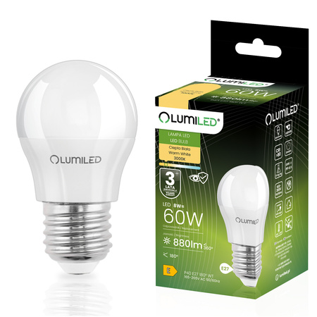 6x LED žárovka E27 MAŁA KULKA 8W = 60W 3000K 880lm teplá barva CCD bílá LUMILED