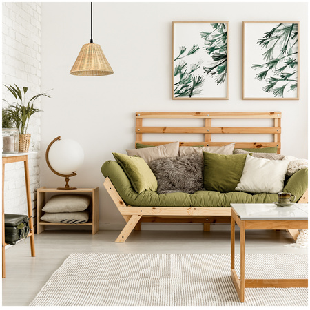 Bambusová závěsná dekorativní lampa Ronda Kobi E27 Beige