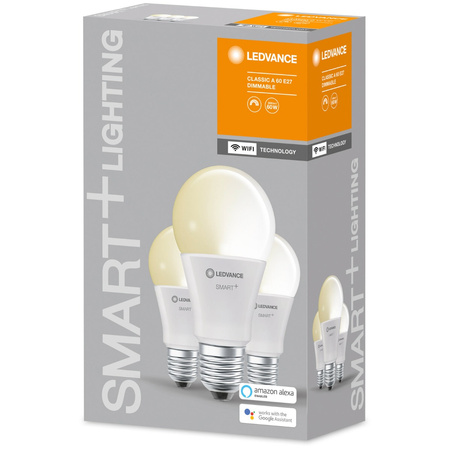 3x LED žárovka E27 A60 9W 806lm 2700K Teplá bílá LEDVANCE SMART+ WiFi Stmívatelné