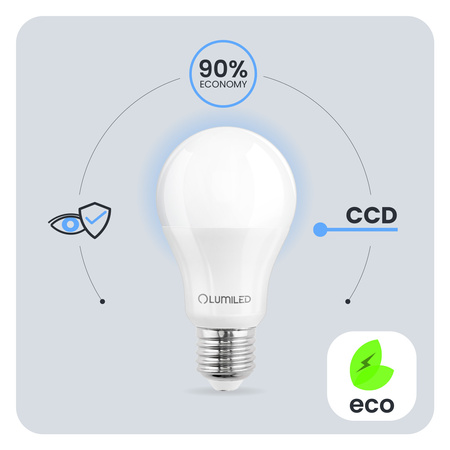 LED žárovka E27 A60 15W = 25W 1952lm 6500K studená bílá 260° LUMILED