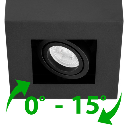 Povrchové Halogenové svítidlo GU10, SPOT Nastavitelná Čtvercová Černá AURI LUMILED