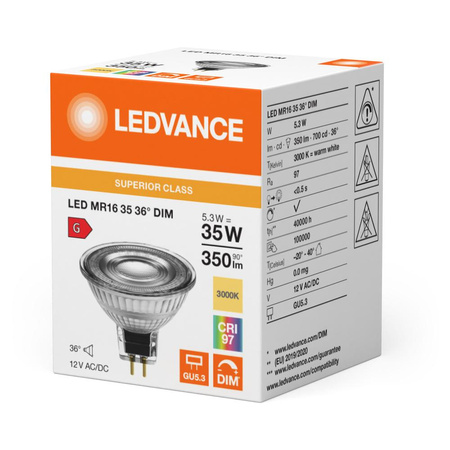 LED žárovka MR16 GU5.3 5,3W = 35W 350lm 3000K teplá bílá 12V FILAMENT DIAMOND LEDVANCE