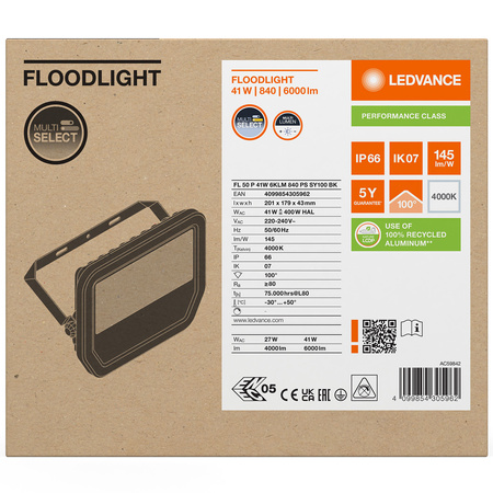 LED reflektor 41W 6000lm 4000K IP66 černý LEDVANCE reflektor