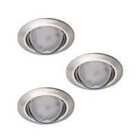 Sada 3x TRIBIS II GU10 PAR16 10W Kruhové zápustné stropní svítidlo Pohyblivé chromované matné + žárovka GU10 400lm 3000K Warm KANLUX