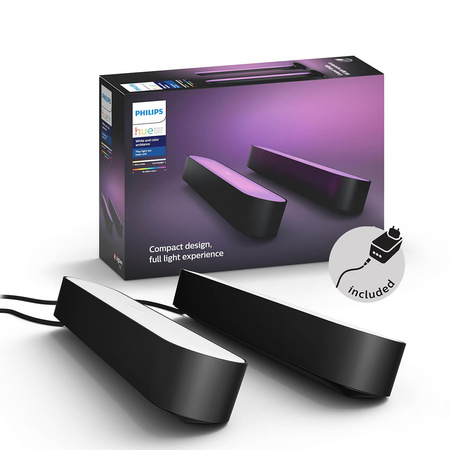 Philips HUE Play Set dvou černých stolních lamp + napájecí adaptér 78202/30/P7