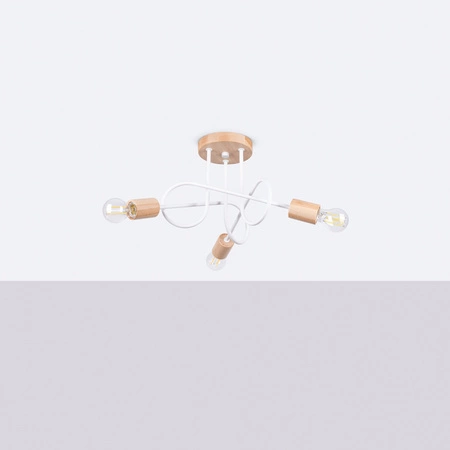 Stropní svítidlo Lustr Spider Pendant 3x E27 Přírodní dřevo White Ember Peach Puff SL.1474 Sollux