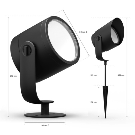 Venkovní bodová lampa Philips HUE LILY XL 15W 1050lm IP65 černá 1746230P7