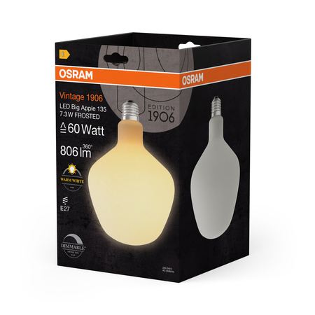 Dekorativní LED žárovka G135Kula E27 7,3W = 60W 806lm 2700K teplá bílá 320° Dimmable Vintage 1906 Osram