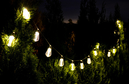 LED Solární řetěz, 20x LED Ozdobné Žárovky 5.69m Teplá bílá 3000K HELIC LUMILED