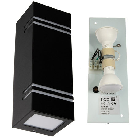 Zahradní lampa. oboustranné nástěnné svítidlo nahoru a dolů LED QUAZAR 7 GU10 IP44 BLACK KOBI