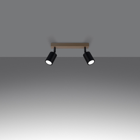 VERDO 2 2xGU10 Černé dřevěné moderní stropní svítidlo SOLLUX
