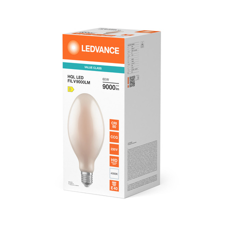 LED žárovka HQL E40 60W = 250W 9000lm 4000K neutrální bílá FILAMENT LEDVANCE