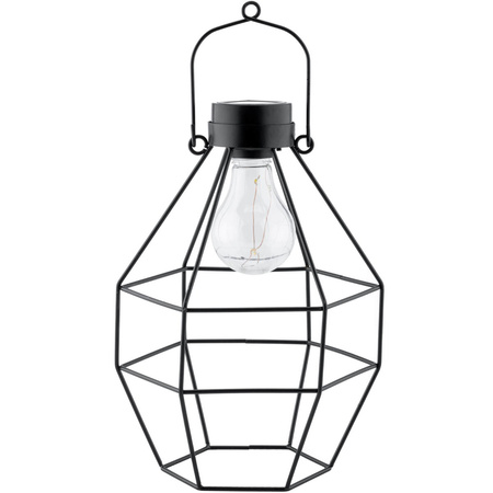 LED solární lampa Venkovní zahradní stojací závěsná lucerna 3000K IP44 25cm soumrakový senzor