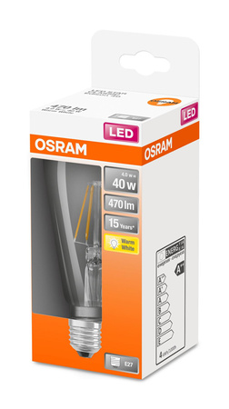 LED žárovka E27 ST64 4W = 40W 470lm 2700K teplá bílá 300° Filament OSRAM