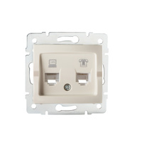 Počítačová a telefonní zásuvka RJ45 RJ11 Square béžová LOGI Kanlux