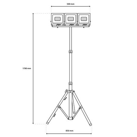 LED reflektor ZUNA2 Halogenová lampa 3x 50W 6500K na stojanu + kabel + hermetický konektor LUMILED