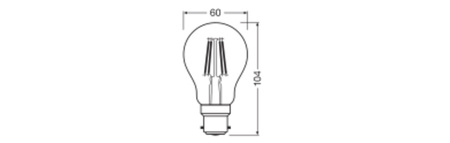 LED žárovka A60 B22d 3,4W = 40W 470lm 2700K Warm 300° Filament Classic Ledvance
