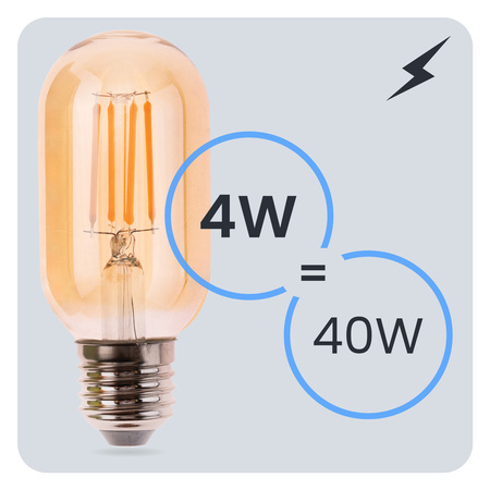 6x LED žárovka E27 T45 4W = 40W 470LM 2000K teplá bílá 360° Filament Amber LUMILED