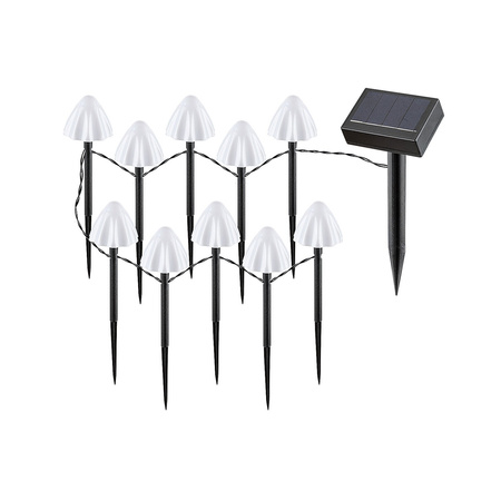 Solární LED zahradní lampa SKADAR 10x2W 2600K IP44 Houba černá a bílá RABALUX
