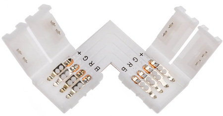 4PIN RGB LED páskový konektor. 2stranný. 10mm úhlová západka typu L