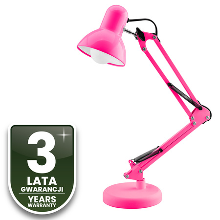 Stolní lampa E27, Růžová + držák na stůl TOBI LUMILED