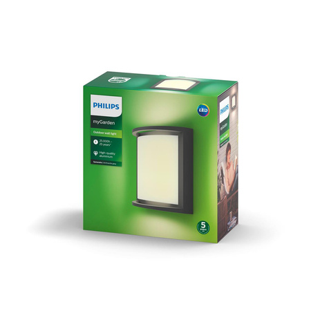 SAMONDRA 3,8W 2700K IP44 Antracitová zahradní LED nástěnná lampa PHILIPS