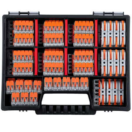 Rychlé konektory Instalační sada konektorů Sada 100 kusů - 40x 2X4MM. 40x 5X4MM. 20x 1+1 + kufr s organizérem