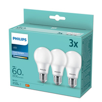 3x LED žárovka E27 A60 8W = 60W 806lm 6500K Studená bílá PHILIPS