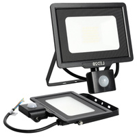 Venkovní zahradní LED reflektor 30W 2550lm 4000K Neutrální 120° se senzorem pohybu a soumraku IP65 Černá MHC Kobi