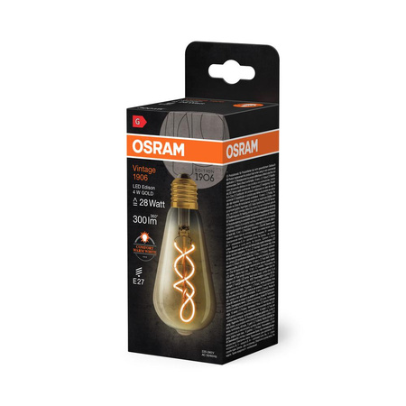 Dekorativní LED žárovka ST64 Edison E27 4W = 28W 300lm 2000K Warm 300° Vintage 1906 Osram