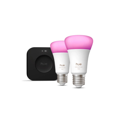 2x LED žárovka E27 A60 8,1W = 75W 1100lm CCT + RGB SMART Smart Bluetooth ZigBee White and Color Ambiance + Bridge PRO Philips HUE