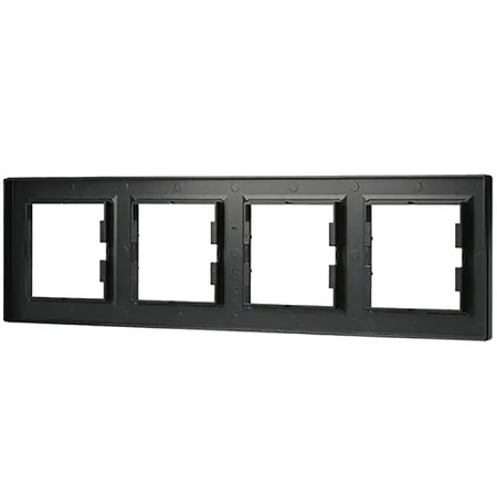 4násobný horizontální rám pro čtyřnásobnou zásuvku Asfora Anthracite