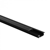 Zapuštěný hliníkový LED profil pod omítku černý 2m s průhledným difuzorem pro LED pásky + krytky P Ecolight series