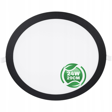 LED panel stropní 24W 4000K 1920lm 29cm kulatý zapuštěný držák černá ECOLIGHT