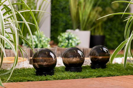 LED solární zahradní lampa ozdobná koule s hroty 3000K IP44 10cm