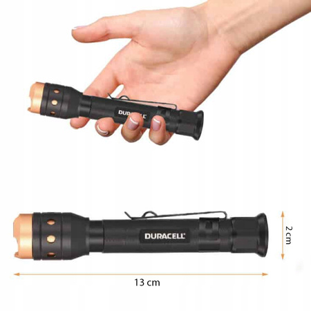 Hliníková LED svítilna ruční taktická baterie 2xAAA 150lm 3 režimy DURACELL